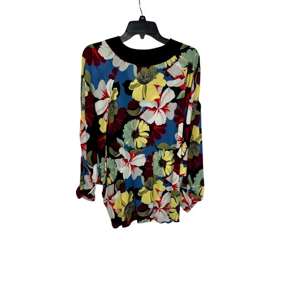 Smythe Blocked Floral Multicolor Blocked Kimono Blouse - Size M - Picture 6 of 8